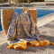 Hamamdoek Daisy Yellow - Dark Blue
