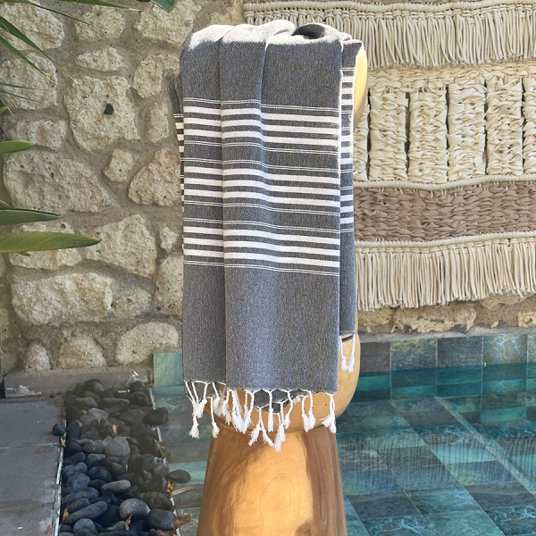 Hammam towel, Hamamtuch, Hamamdoek, Fouta, Serviette de hammam Travel Black