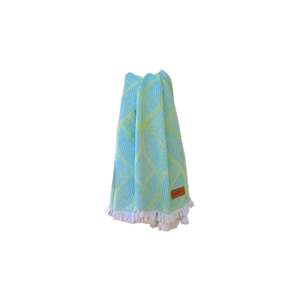 Hamamdoek Botanic Art Turquoise - Lemon