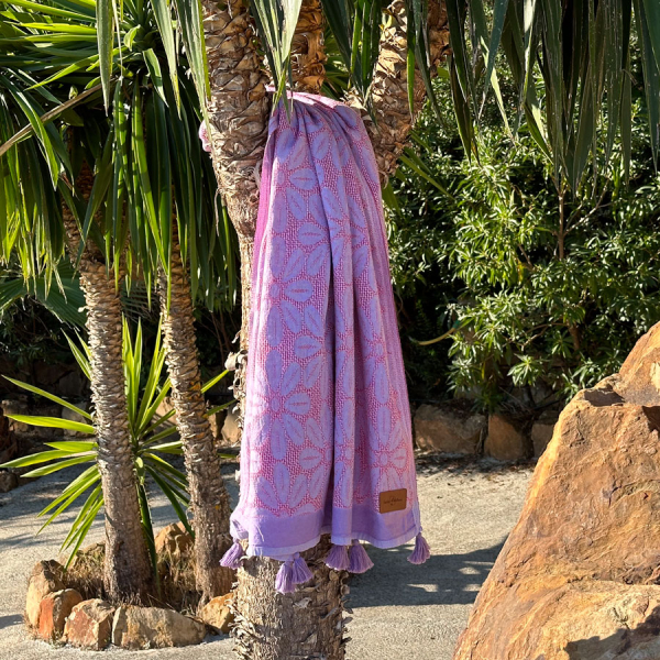 Hamamdoek Daisy Lilac - Fuchsia