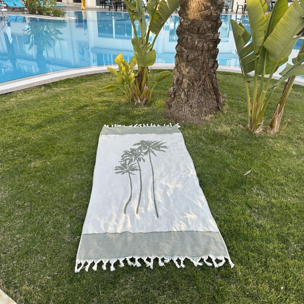 Hamamdoek Three Palms Chive Green
