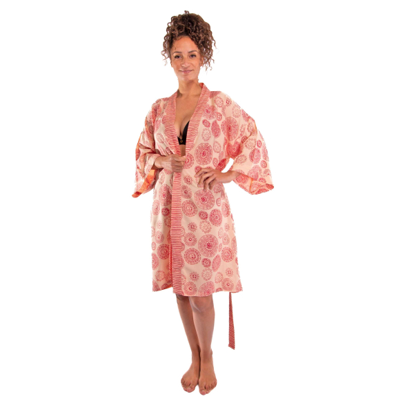 Badjas kimono short Balyy Batik-Short Aztec Red