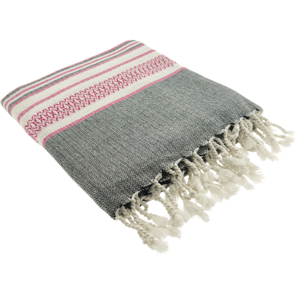 Hamamdoek Sea Me Black-Fuchsia