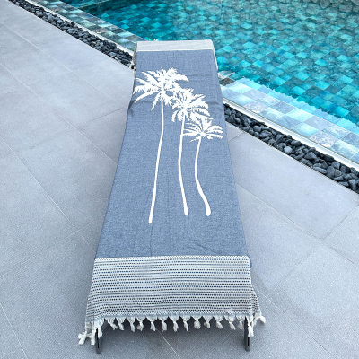 Hamamdoek Three Palms Navy Blue