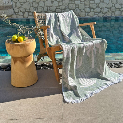 Hamamdoek Palm Beach Beige - Green