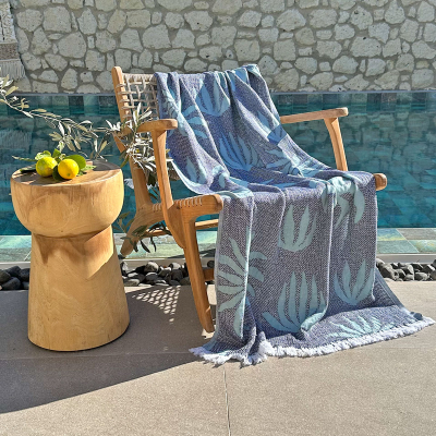 Hamamdoek Palm Beach Green - Dark blue