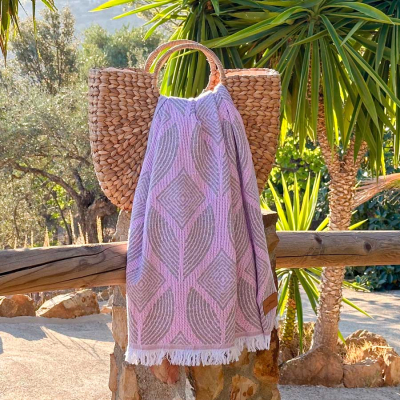 Hamamdoek Botanic Art Pink - Olive