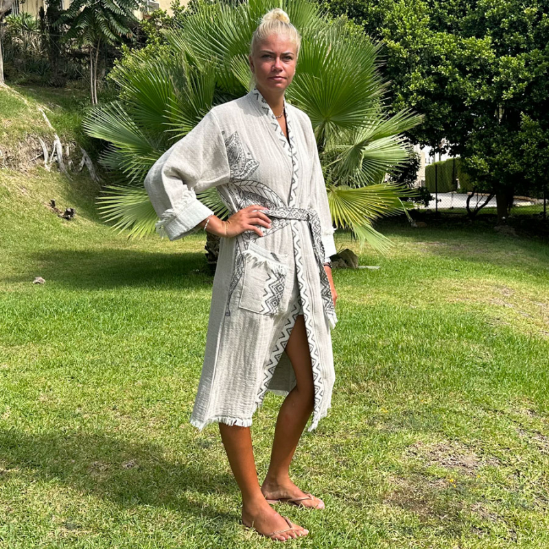 Hamam badjas dames Elephant Beige