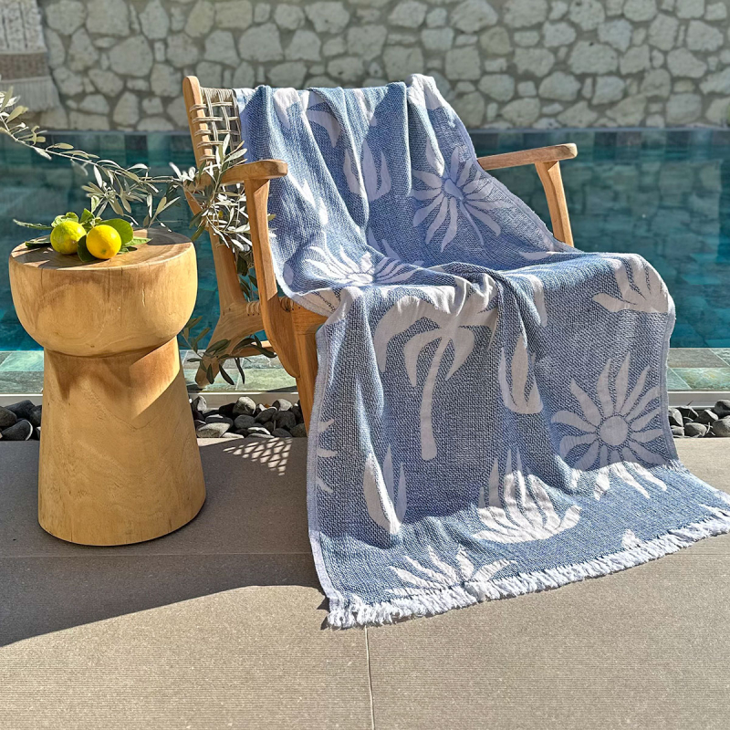 Hamamdoek Palm Beach Petrol - Beige