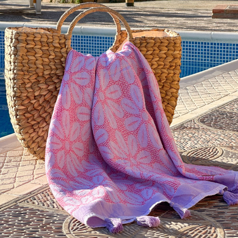 Hamamdoek Daisy Lilac - Fuchsia