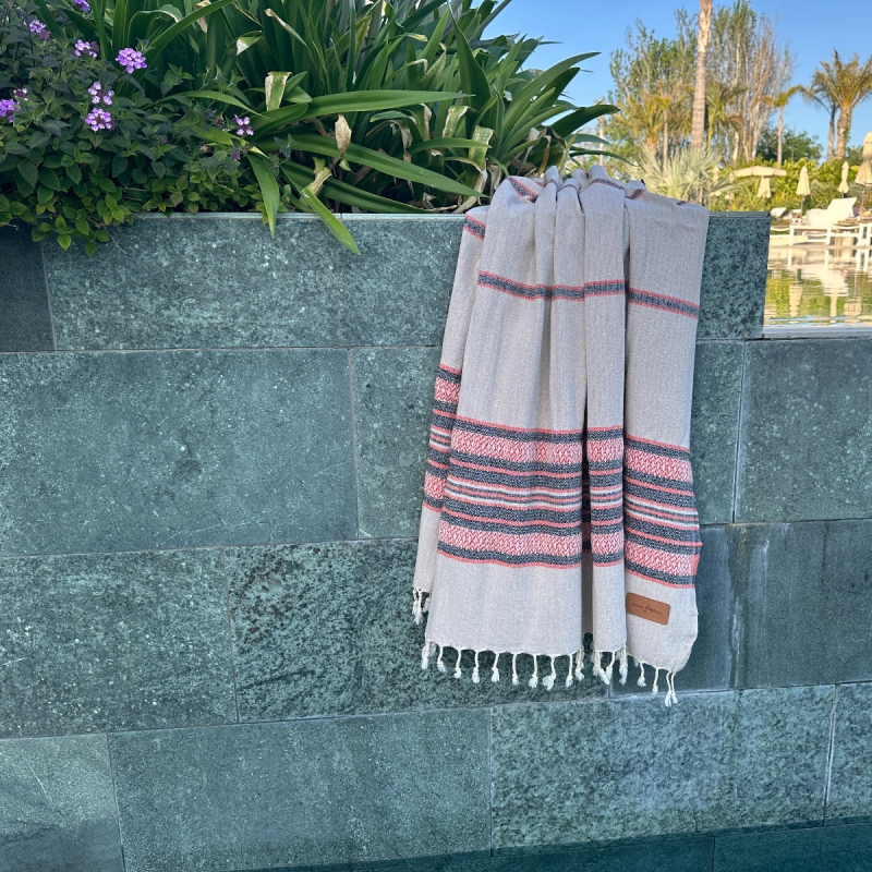 Hamamdoek Coconut  Beige - Orange