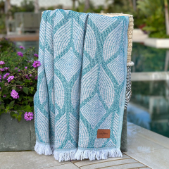 Hamamdoek Botanic Art Petrol Taupe
