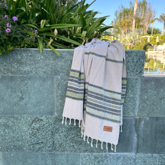 Hamamdoek Coconut Beige - Green